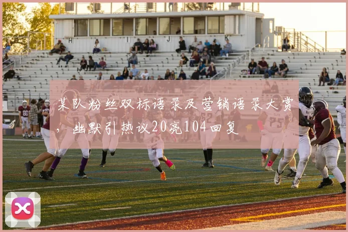 某队粉丝双标语录及营销语录大赏，幽默引热议20亮104回复